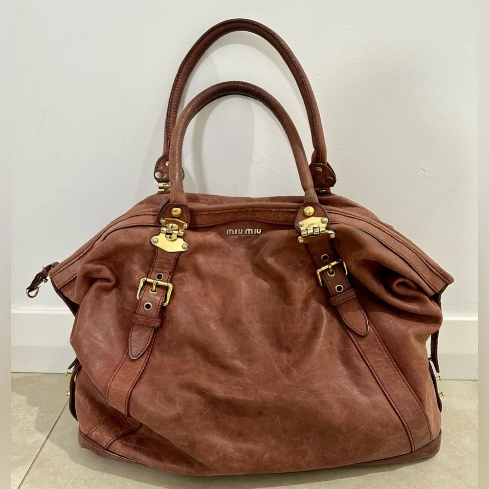 Miu Miu Large brown boho shoulder bag. Rare vintage, high quality leather - Picture 1 of 15